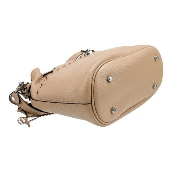 Coach Lora Bucket Bag Leather Tan Whipstitch Tassel Crossbody - Picture 4 of 5